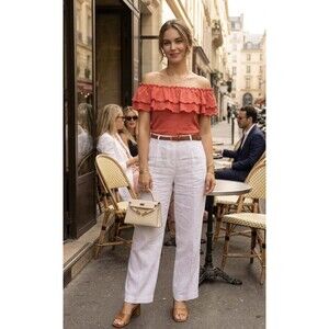 Lauren Ralph Lauren Women’s Ruffle Off-the-Shoulder Top Coral / Orange Size XS